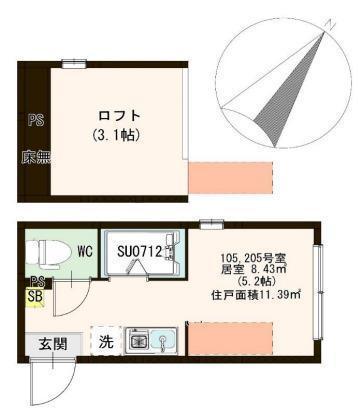 ハッピネス北池袋(ワンルーム/2階)の間取り写真