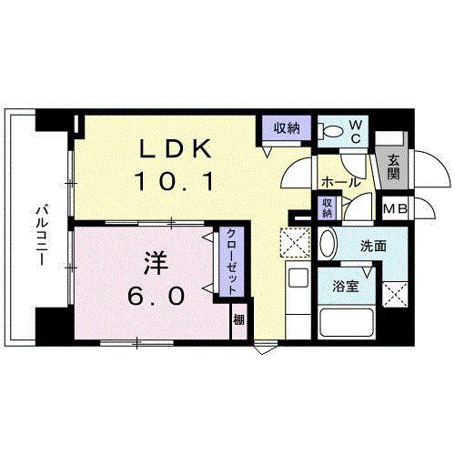 グランツ スエヒロ(1LDK/4階)の間取り写真