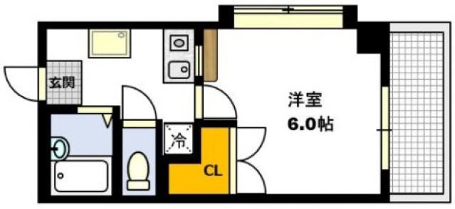 ロアール上天満(1K/4階)の間取り写真