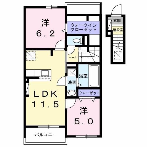 ヘキサパレス(2LDK/2階)の間取り写真