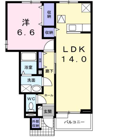 プラードII(1LDK/1階)の間取り写真