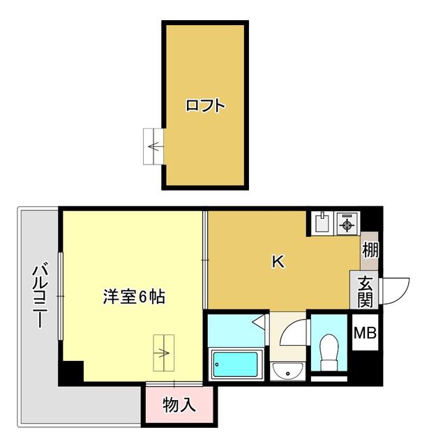 ジュネス西中島(1DK/4階)の間取り写真