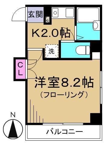 セントラルパレス(1K/2階)の間取り写真
