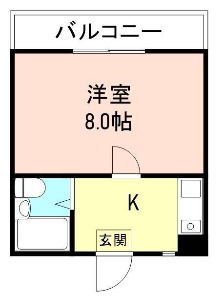 島橋ワンルーム(1K/3階)の間取り写真