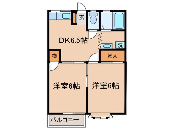 神宮ヴィレッジ・B(2DK/1階)の間取り写真