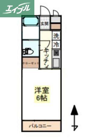 コラール(1K/2階)の間取り写真