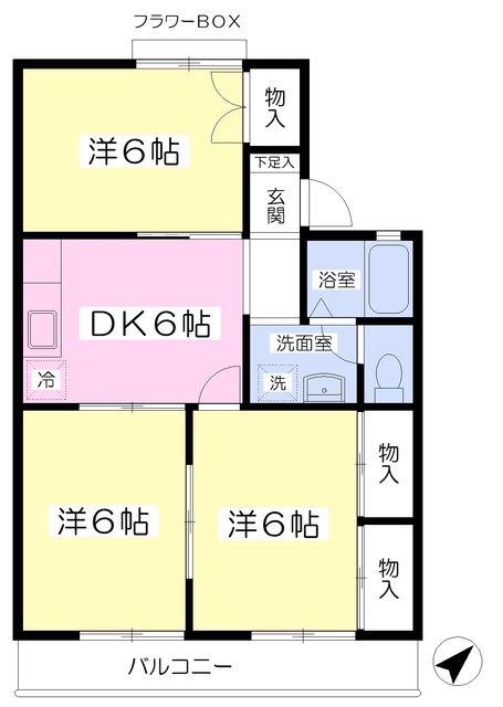 メゾンフローラおゆみ野(3DK/1階)の間取り写真