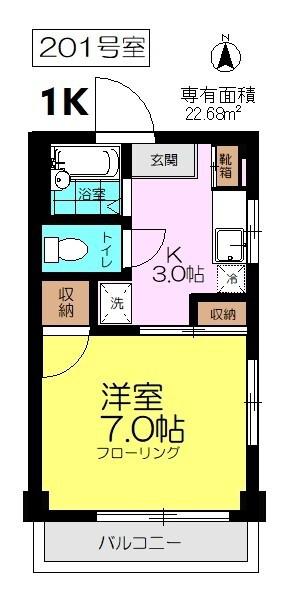 ハイム昌栄(1K/2階)の間取り写真