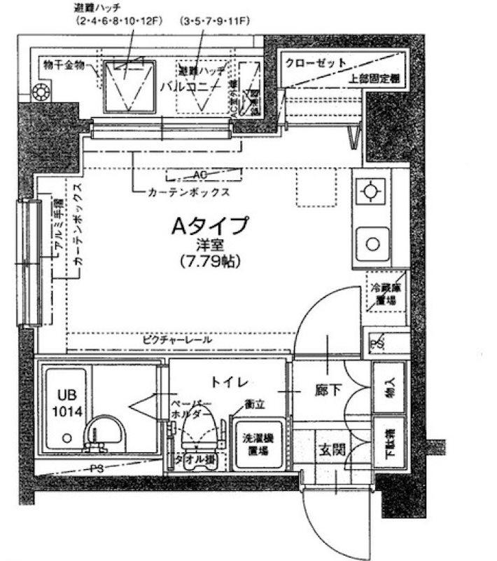 ドルチェ銀座東・壱番館(ワンルーム/6階)の間取り写真