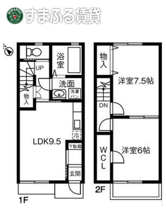 アヴェニール(2LDK/1階)の間取り写真