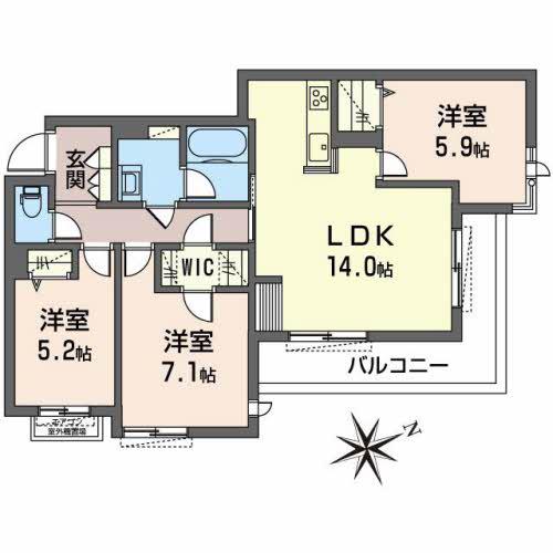 GRANDIR ウエスト(3LDK/3階)の間取り写真