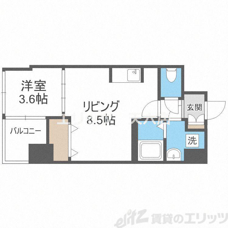 HS梅田イースト(1LDK/9階)の間取り写真