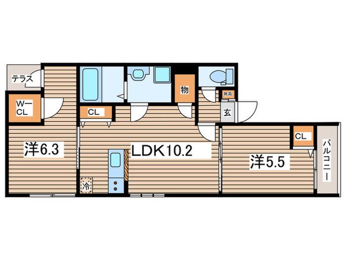 HAKUSUI 綱島(2LDK/1階)の間取り写真