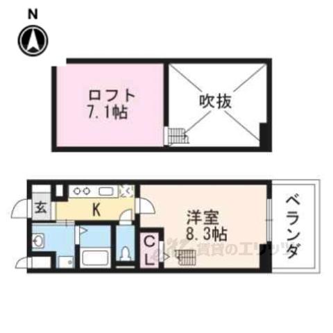 ボヌールアヴニールⅢ(1K/3階)の間取り写真