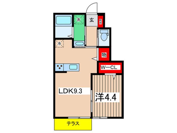 モンターニュ(1LDK/1階)の間取り写真