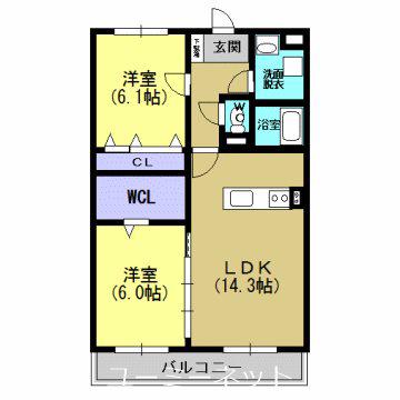 ソフテール BZ II(2LDK/3階)の間取り写真