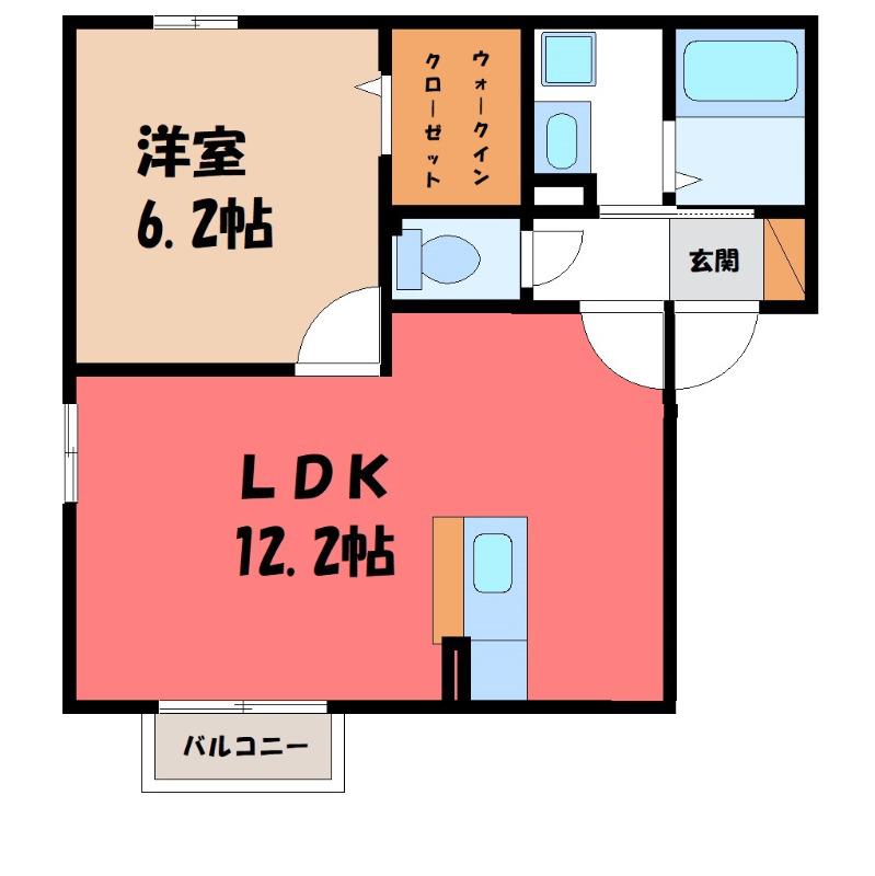 グランメール桜町 E(1LDK/2階)の間取り写真
