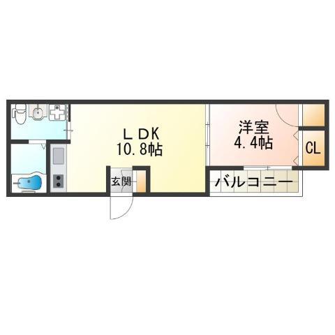 Fメゾン北加賀屋IV番館(1LDK/2階)の間取り写真