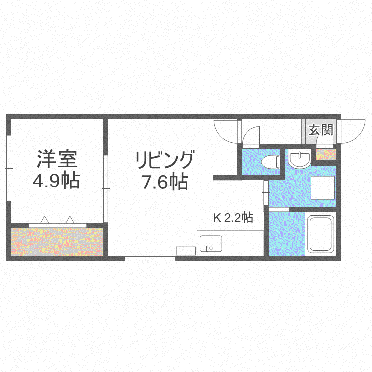 A2麻生(1LDK/1階)の間取り写真
