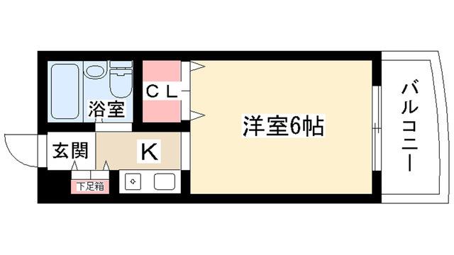 ジョイフル照ヶ丘(1K/4階)の間取り写真