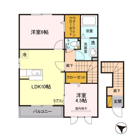 メゾン・フェリス(2LDK/2階)の間取り写真