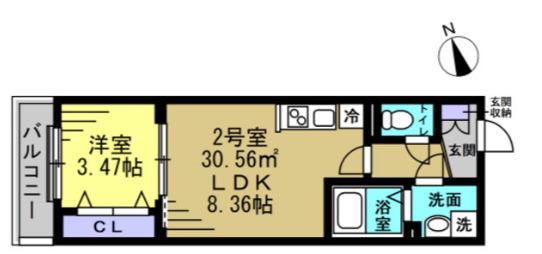 YSA薬園台(1LDK/2階)の間取り写真