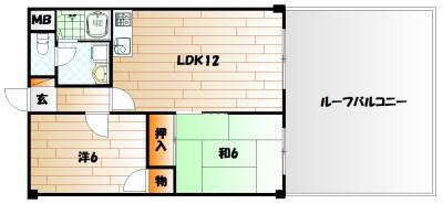 サンビレッヂ到津(2LDK/2階)の間取り写真