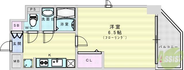 サンメゾン15(1K/6階)の間取り写真