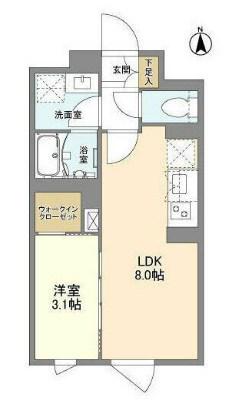 ウェルスクエア中野坂上II(1LDK/4階)の間取り写真