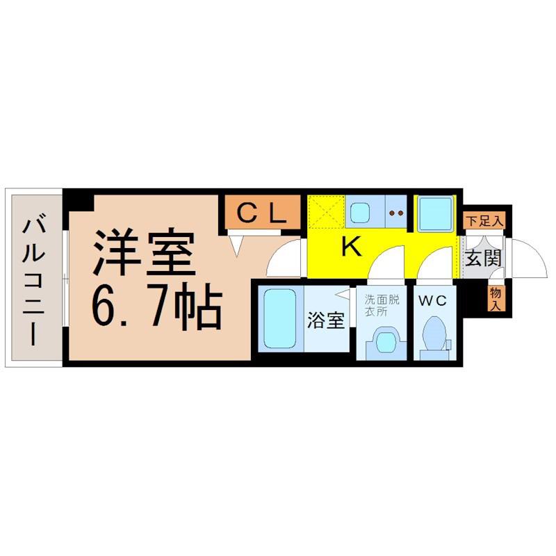 プレサンス大曽根駅前ファースト(1K/14階)の間取り写真