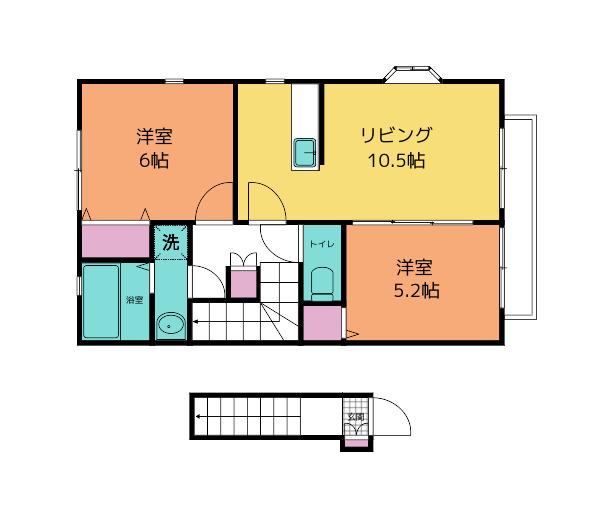 エブリーI(2LDK/2階)の間取り写真