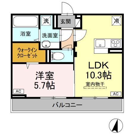 リジエール春日(1LDK/3階)の間取り写真