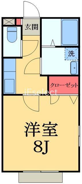 エクセル8(1K/2階)の間取り写真