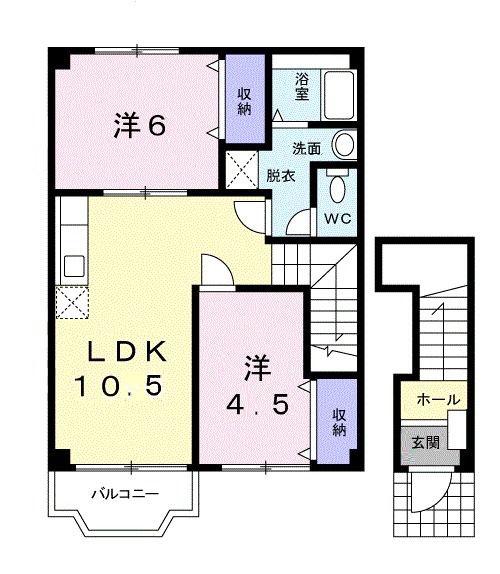 サンライトM・K(2LDK/2階)の間取り写真