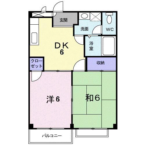 アメニティーパートI(2DK/1階)の間取り写真