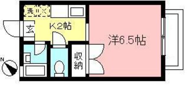 小田急多摩線 栗平駅 徒歩4分 2階建 築38年(1K/2階)の間取り写真