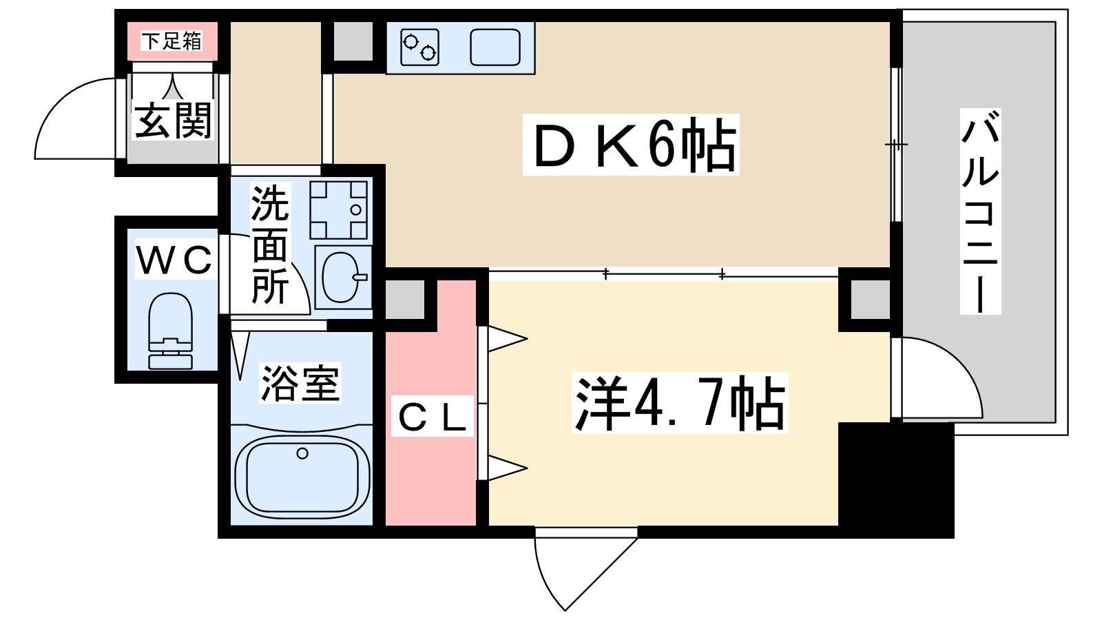 ブリッサフェリス(1DK/4階)の間取り写真