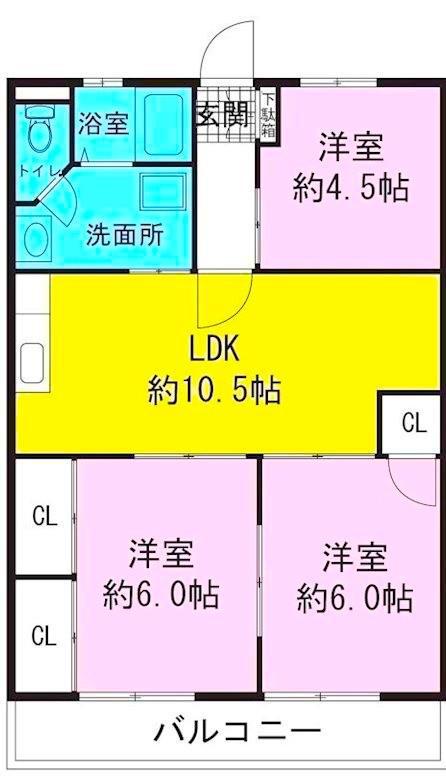 アクアハイム大宮(3LDK/1階)の間取り写真