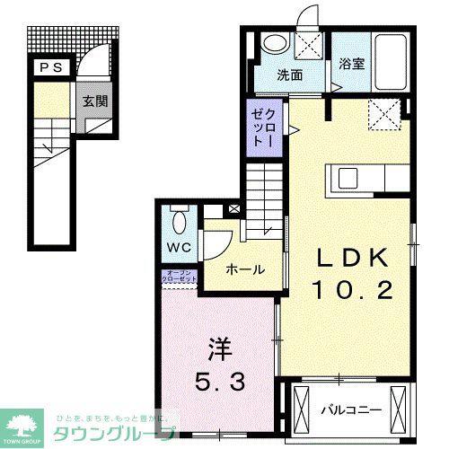 サンライズメゾン(1LDK/2階)の間取り写真