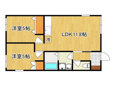 エムハイツ A・B・C(2LDK/1階)の間取り写真