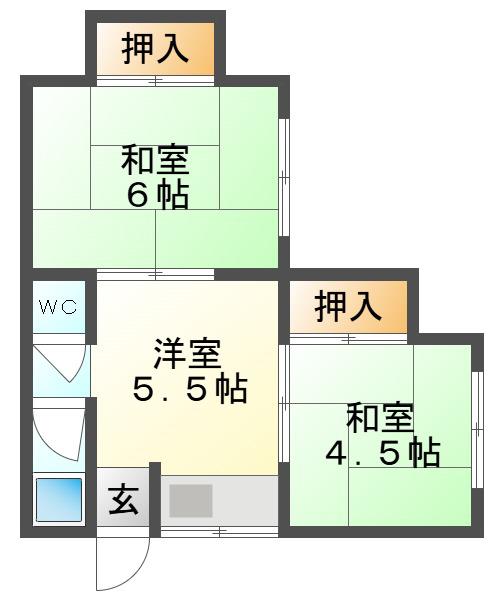 下畑町アパート(2DK/2階)の間取り写真