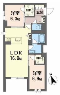 シャルマン大橋(2LDK/1階)の間取り写真