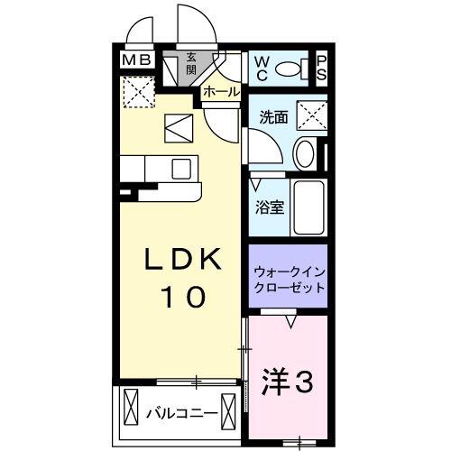 メゾン・ド・コンフォール京田辺(1LDK/1階)の間取り写真