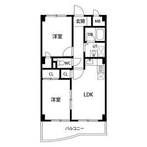 グランディール大金(2LDK/3階)の間取り写真