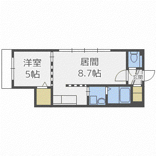 プラシードブルグN14(1LDK/2階)の間取り写真