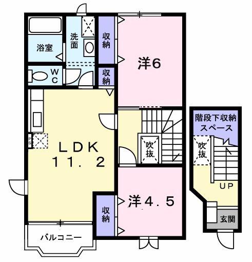 マノワール・ヴェールIII(2LDK/2階)の間取り写真