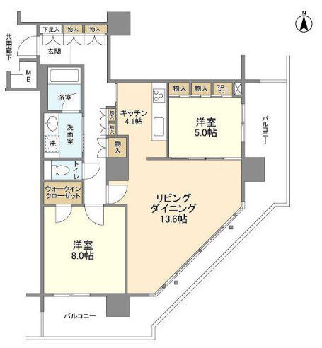 豊洲シエルタワー(2LDK/28階)の間取り写真
