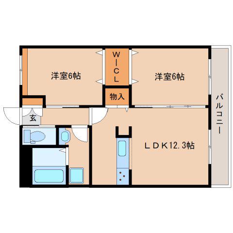 ソレイユからこ(2LDK/3階)の間取り写真