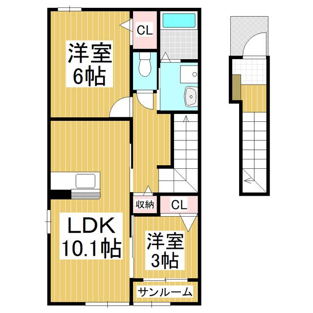 トリニティ・佐久平 II(2LDK/2階)の間取り写真