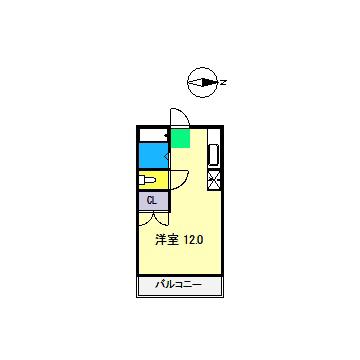クラウン朝倉(ワンルーム/3階)の間取り写真